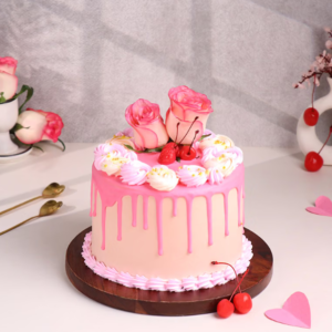 Blush Drip Love Strawberry Cake